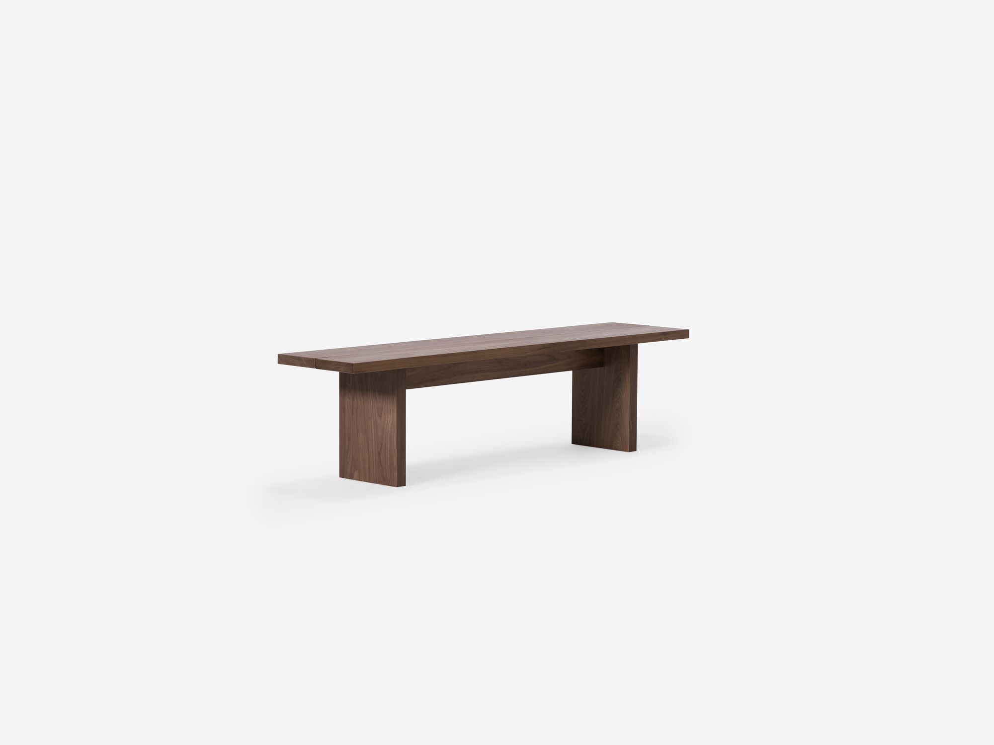 Walnut dining bench front angle view